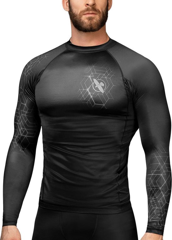 Hayabusa Geo Long Sleeve Rashguard - Zwart, Grijs - maat L