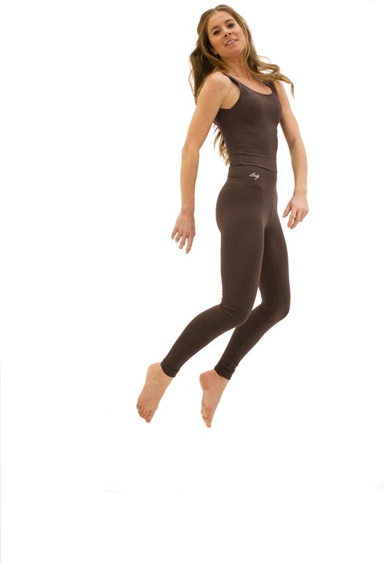Yoga Jumpsuit Dames - Fitness Jumpsuit One Piece - Sportpak met Open Rug & Uitneembare Pads - Shaping Sport Outfit - Bruin- M — afbeelding 3