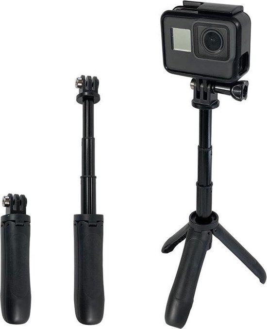 Camera Statief Mini – Stick en Tripod geschikt voor GoPro en Action camera – Zwart