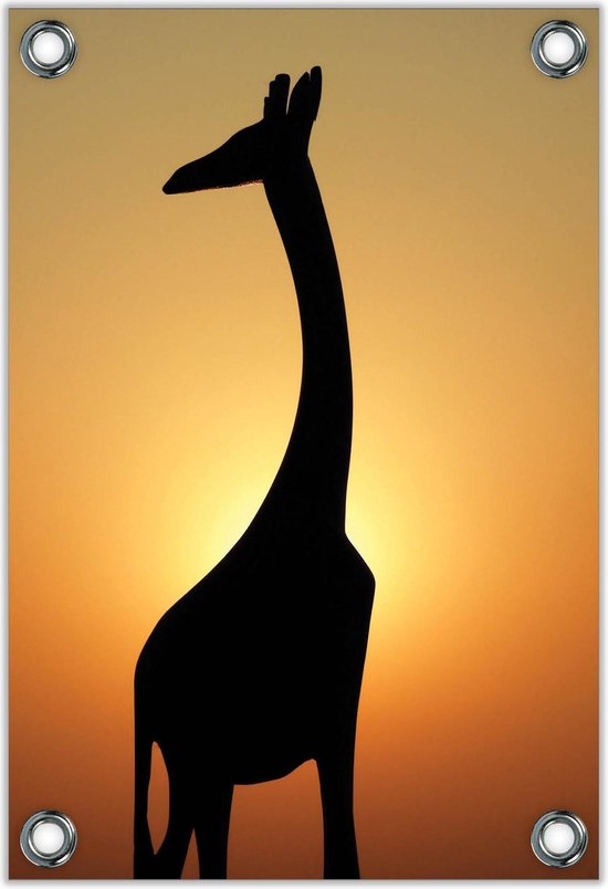 Tuinposter –Silhouette van Giraffe– 100x150cm Foto op Tuinposter (wanddecoratie voor buiten en binnen)