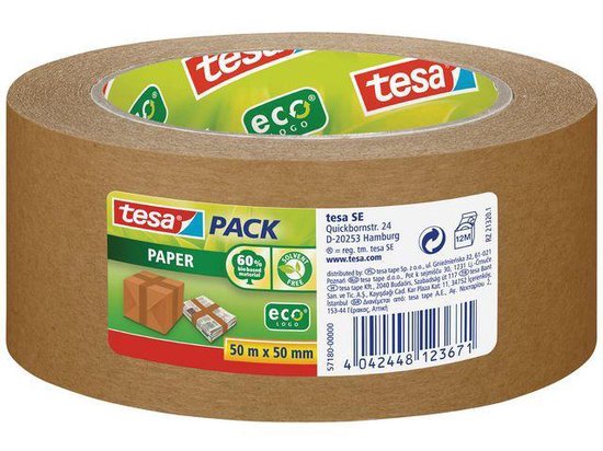 Tesa Verpakkingstape Papier - Bruin - 50mx50mm - Tesa