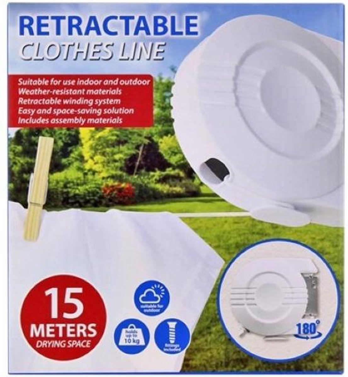 2 Stuks Flexibele Waslijn - Draagbare Waslijndraad Met 12 Clips en Positioneringsgespen Voor Camping en Outdoor - Winddicht, Antislip, Elastisch