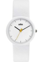 Braun klassieke dameshorloge met wit leren band - Horloge in doos
