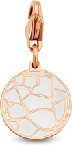 CO88 Collection Charms 8CH 00015 Stalen hanger - 15 mm - Bedel - Rond - Emaille - Wit - Roségoudkleurig
