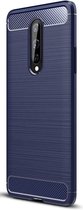 OnePlus 8 Hoesje Geborsteld TPU Flexibele Back Cover Blauw