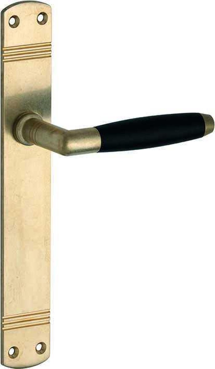 Deurkruk op schild Ton ebben/Art-deco blind messing antiek