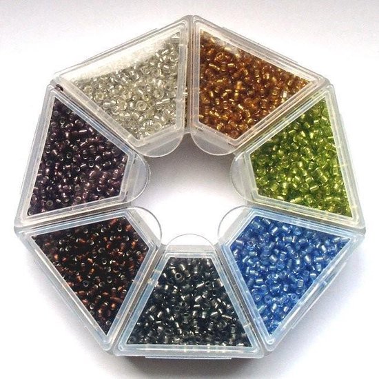 Nellie Snellen rocailles glaskraaltjes natuurtinten aardetinten wit/bruin/groen/blauw/grijs/beige - 2mm - 7 kleuren kleine kraaltjes doosje-3