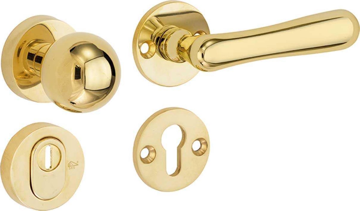 SKG3 knop/kruk op rozet rechts Linea XL/Elegant m/ KTB messing ongelakt