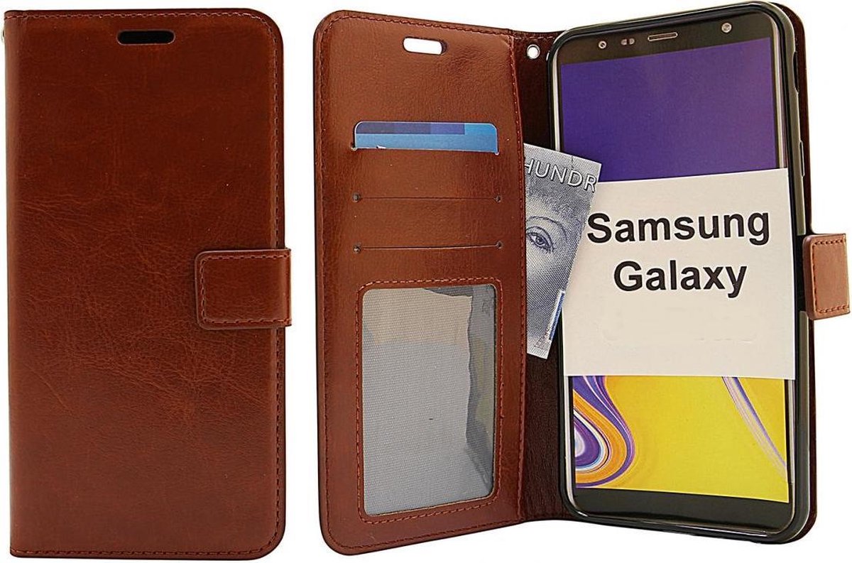 Bookcase Geschikt voor: Samsung Galaxy J6 Plus 2018 - Bruin - portemonnee hoesje