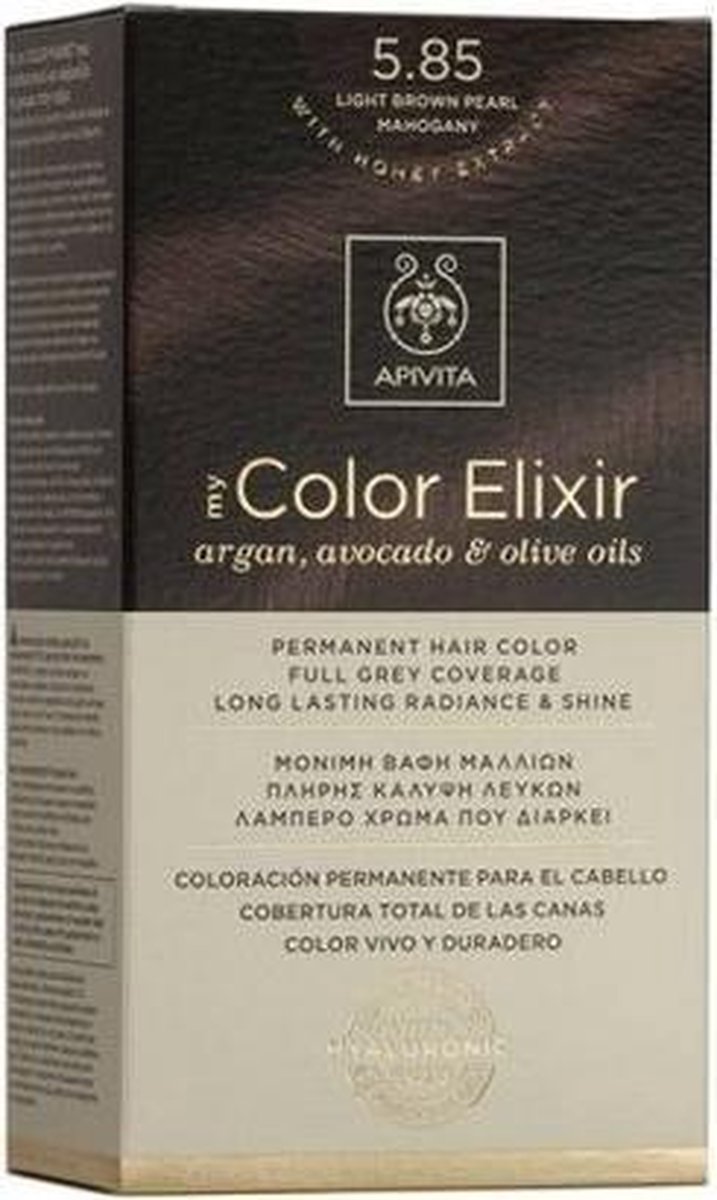 Apivita Haarverf Hair Colour Color Elixir Permanent Hair Color 5.85 Light Brown Pearl Mahogany