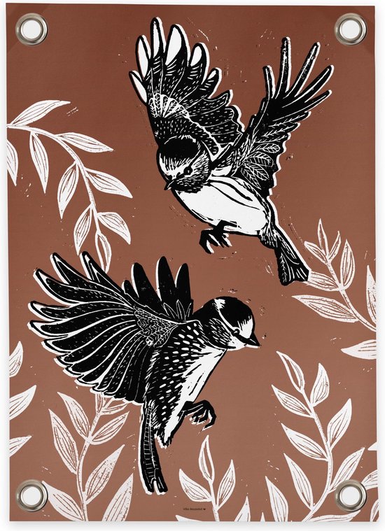 Affiche de jardin Villa Madelief gratuit comme un oiseau brun (50x70cm) peinture de jardin extérieur oiseaux vinyle