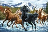 Wizardi Diamond Painting - WD2499 - Horse Herd in the Mountains 100 x 68 cm