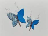 Wandobject muurdecoratie vlinders Bleu van keramiek