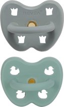 HEVEA dental speen 2 stuks | 3-36 maanden orthodontisch | gorgeous grey + Nordic sea green