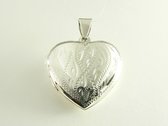 Bewerkt hartvormig zilveren medaillon voor twee foto's