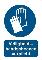 Veiligheidshandschoenen verplicht - sticker - A4 formaat - ISO 7010 - TM009