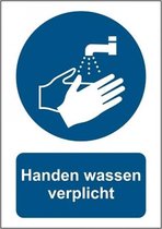 Handen wassen verplicht - sticker - A4 formaat - ISO 7010 - TM011