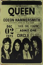 Concertbord - Queen Hammersmith 1975 -20x30cm
