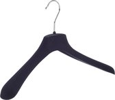 De Kledinghanger Gigant - 10 x Mantel / kostuumhanger kunststof velours zwart met schouderverbreding, 40 cm