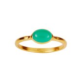 Goud Plated Ring met Oval Green Onyx