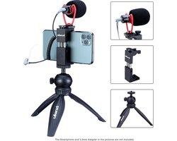Ulanzi Smartphone Vlog KIT - Mini-Statief - Telefoonhouder & Microfoon - 16cm hoog - 1/4inch schroefaansluiting - Cold shoe-mount - Zwart/Rood Ulanzi Smartphone Vlog KIT - Mini-Statief - Telefoonhouder & Microfoon - 16cm hoog - 1/4inch schroefaansluiting - Cold shoe-mount - Zwart/Rood