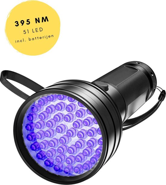 UV Zaklamp - 395 nm - Ultraviolet Licht - UV Lamp inclusief batterijen -  Blacklight -... | bol.com