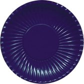 20x Platte kartonnen bordjes donkerblauw/navy 23 cm - Wegwerpborden van karton - Feestbordjes - Feestartikelen tafeldecoratie
