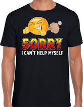 Funny emoticon t-shirt Sorry i cant help myself zwart heren 2XL