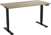 Zit-sta bureau elektrisch 2 motorig 160 x 80|Midden eiken |Zwart frame