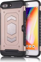 Ntech hoesje Geschikt voor iPhone 7+ / 8+ Luxe Armor Case met Pashouder - Rosegoud
