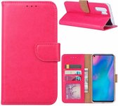 Ntech Hoesje Geschikt voor Huawei P30 Pro portemonnee hoesje / met opbergvakjes Pink