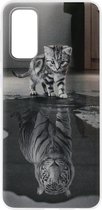 ADEL Siliconen Back Cover Softcase Hoesje Geschikt Voor Samsung Galaxy S20 - Poezen Schaduw Tijger