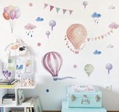 Kleurrijke Luchtballonnen Muursticker | 88x62cm |