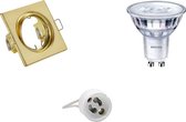 LED Spot Set - GU10 Fitting - Inbouw Vierkant - Mat Goud - Kantelbaar 80mm - Philips - SceneSwitch 827 36D - 1.5W-5W - Warm Wit 2200K-2700K - Dimbaar - BES LED