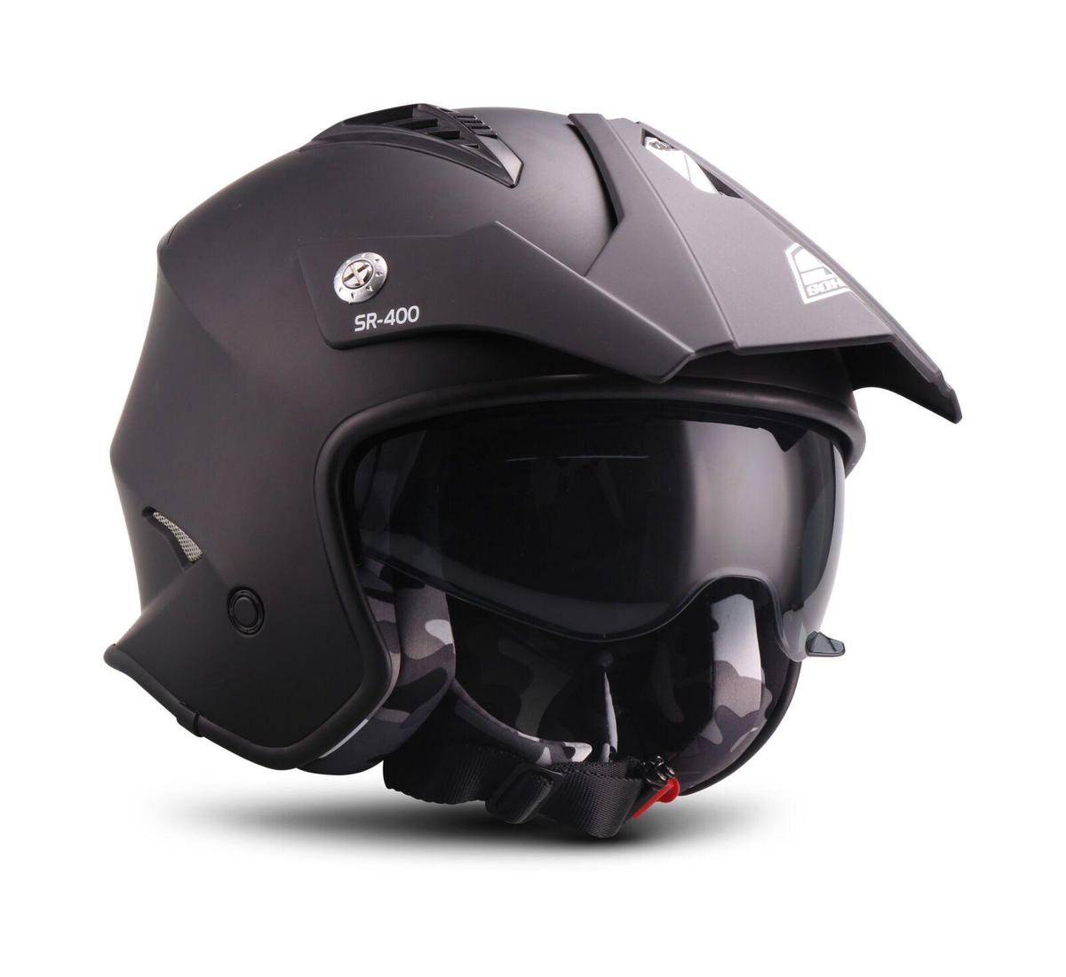 SOXON SR401 Mono BLACK Zwarte jethelm, scooter helm, motorhelm dames