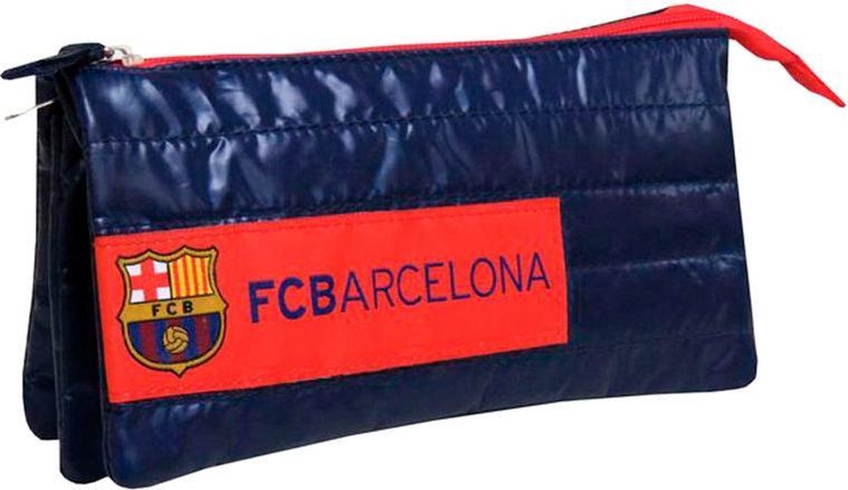 F.C. Barcelona Pennenetui – 3 Vakken – Blauw – School Etui – Voetbal
