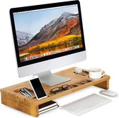 Monitorstandaard – Monitor & Laptop Verhoger – Bamboe Organizer - Bureau Standaard