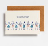 Wenskaart - Time to drink champagne and dance on the table - Hello August - 1 stuk - A6