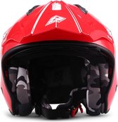 SOXON SR-401 Mono Rood - jethelm, scooter helm, motorhelm dames, heren met zonnescherm en vizier, hoofdomtrek 61 - 62 cm XL