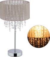 Relaxdays tafellamp kristal - nachtlampje - decoratie - E14 fitting - klassiek - van stof