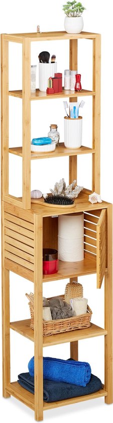 mengsel vrek Veroorloven Relaxdays badkamer kast bamboe - badkamerrek - 7 etages - badkamerkast  staand - hout | bol.com