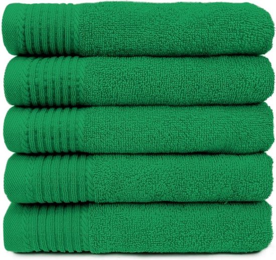 The One Voordeel Handdoeken Groen 5 stuks 50x100cm