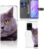 Book Case Geschikt voor Samsung Galaxy S20 Ultra Telefoonhoesje met Pasjes Kat