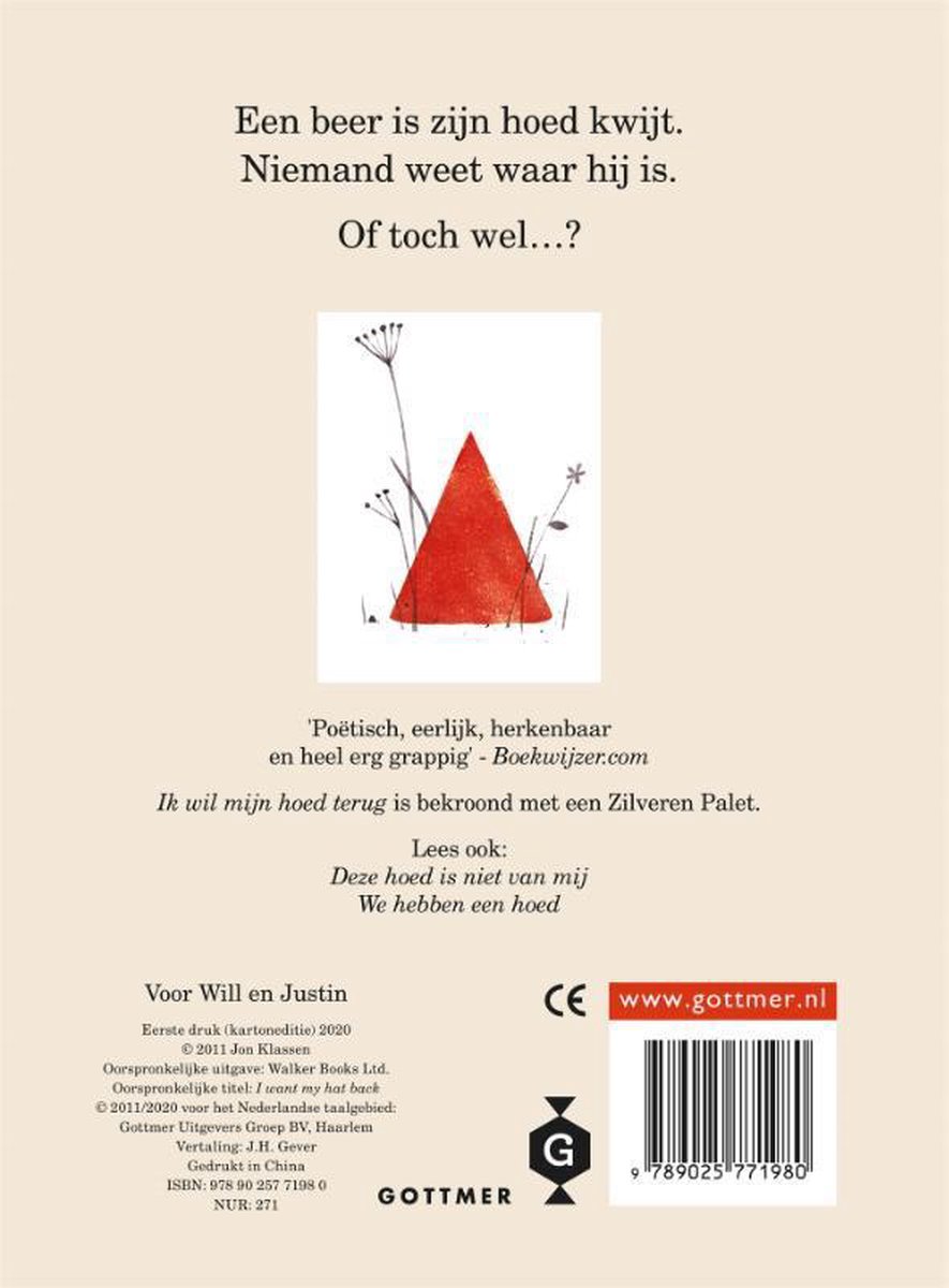 Ik wil mijn hoed terug - back cover