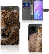 Book Case Geschikt voor Samsung Galaxy S20 Ultra Telefoonhoesje met Pasjes Luipaard