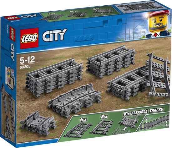 Afbeelding van LEGO City Rechte en Gebogen Rails - 60205 speelgoed