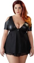 Cottelli Plus Size – Laag Uitgesneden Spannende en Stylish Top met Open Schouders Benadrukt Vrouwelijkheid – Maat 3XL – Zwart