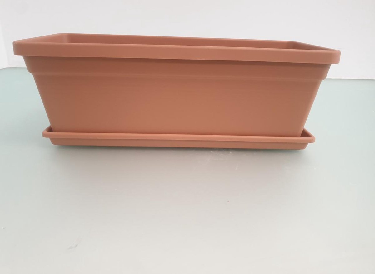 Elho Green Basics Balkonbak Schotel 40 - Schotel voor Balkon Buiten - Ø 37.5 x H 2.5 cm - Mild terra