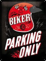 Biker Parking Only  Metalen wandbord in reliëf 30x40 cm