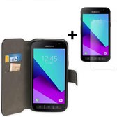 Samsung Galaxy Xcover 4 Wallet Y hoesje - Bookcase hoesje Zwart Portemonnee Case + Screenprotector